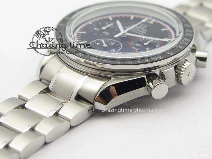 0510 Speedmaster MoonWatch  Apollo 16 Black Dial On SS Bracelet Supportive 8231